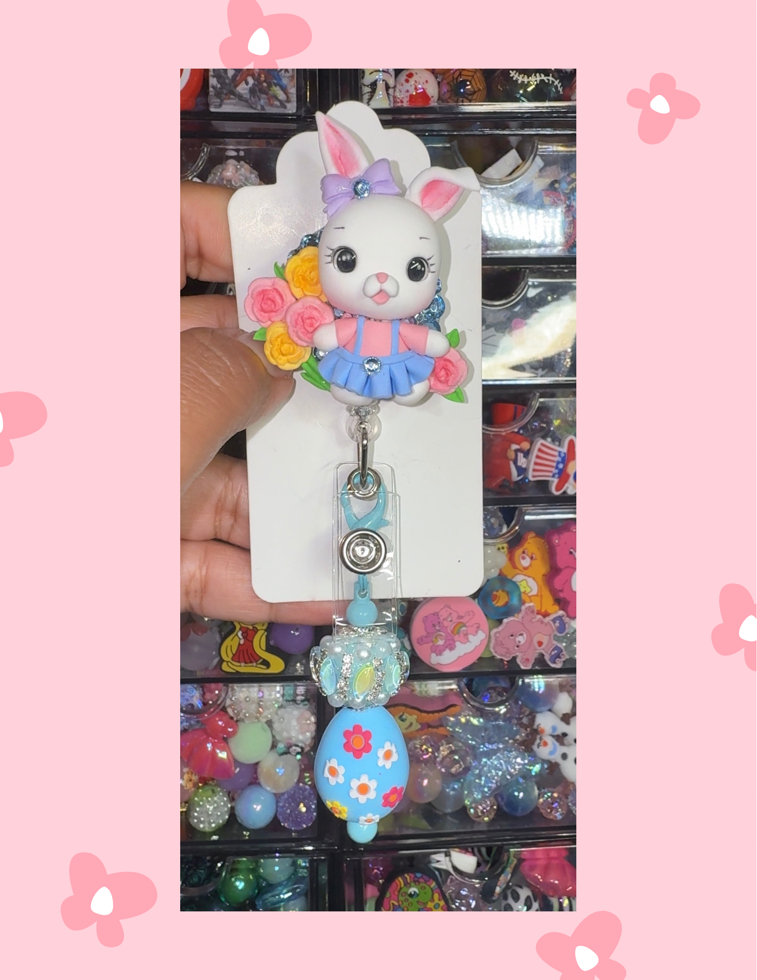 D- Badge Babe: Flower Bunny